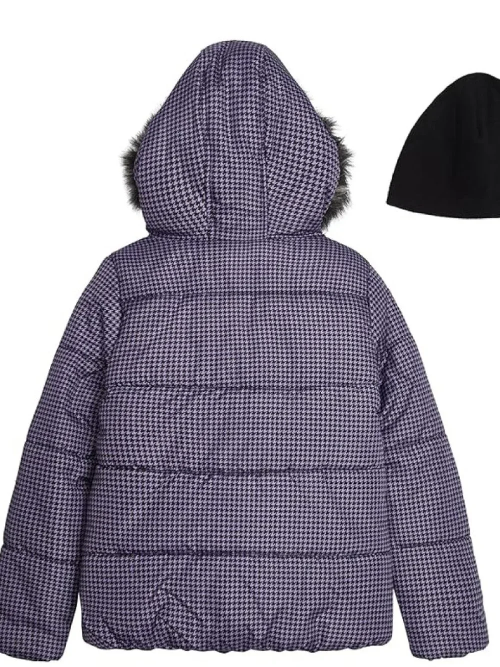 London Fog Girls Purple Black Puffer Jacket Hooded Winter Coat 4T NWT - Picture 3 of 11